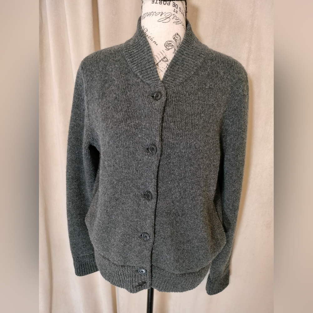 EUC! Pendleton Women's Charcoal Lambswool Bomber Cardigan. Size S